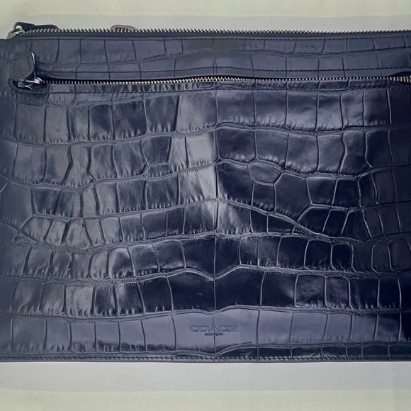 New Coach Manhattan Convertible Slim Messenger Blk Embossed Crocodile leather - Picture 7 of 14